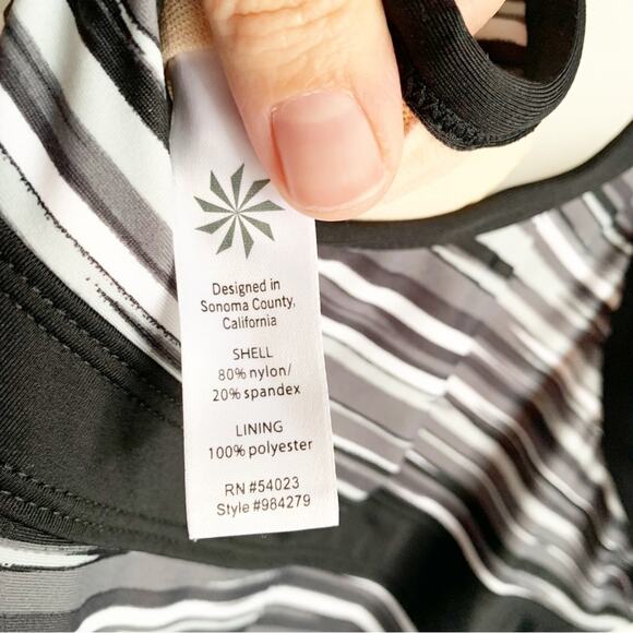 Athleta Shorebreak Striped Swim Dress Built in Bra Athletic Small S Black Gray - Picture 6 of 8